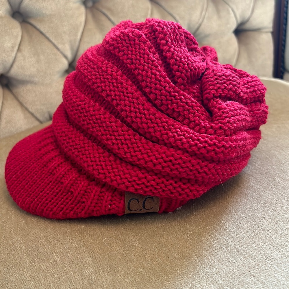 Red knit C.C hat